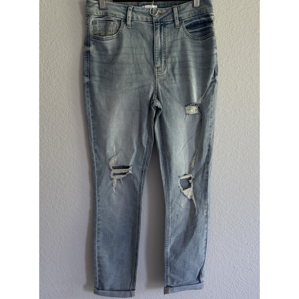 Studio Blue Jeans Womens 28 Light Wash Mid Rise Ripped Knees Skinny